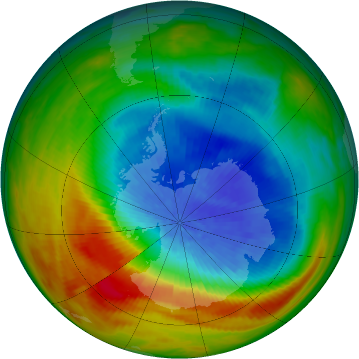 Antarctic ozone map for 05 October 1982